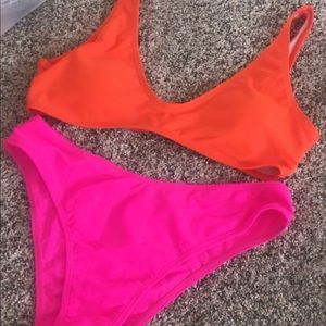 Orange and pink bikini set